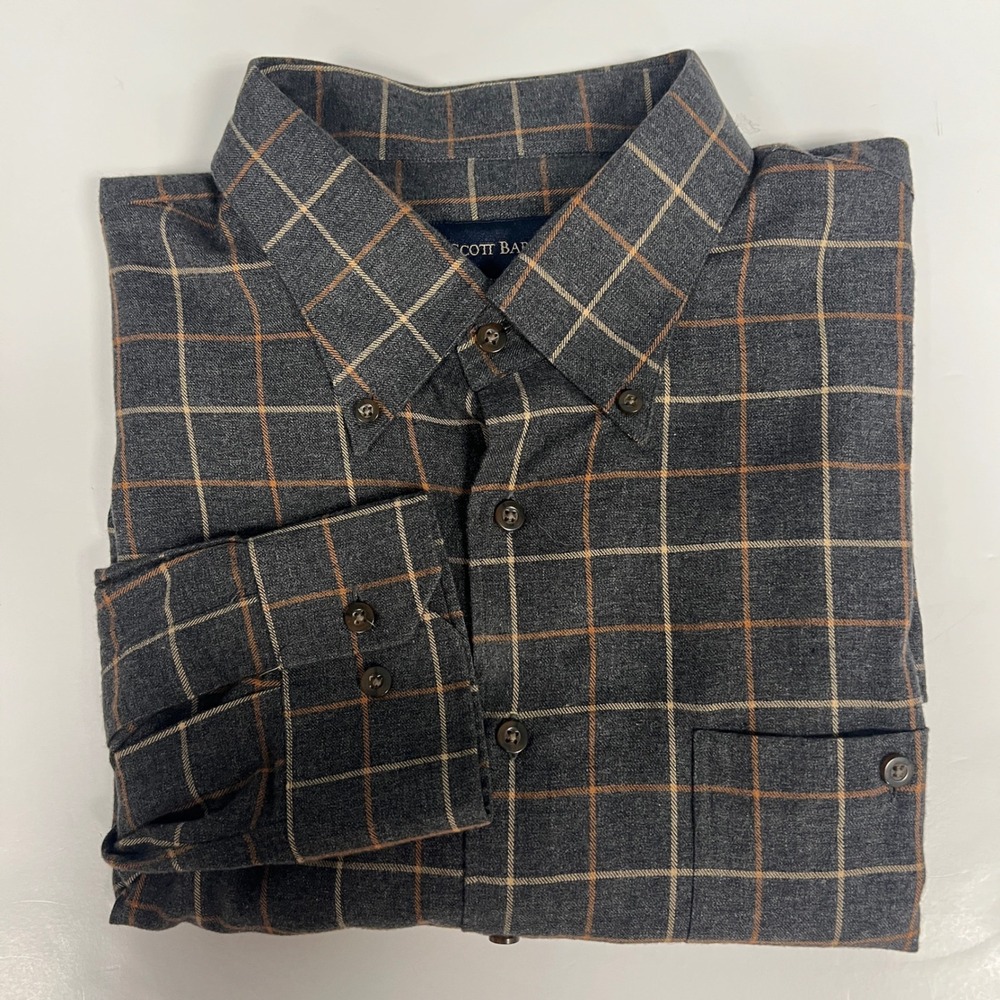 Scott Barber Plaid Button Down‎ Shirt Long Sleeve Collared XXL
